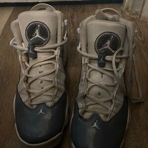 Jordan Gray and Cream High-Top Sneakers